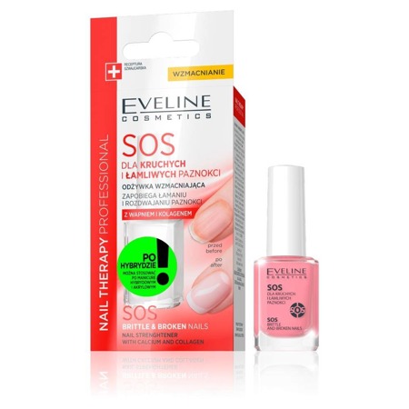 Eveline Nail Therapy Professional SOS odżywka wzmacniająca dla kruchych i łamliwych paznokci z wapniem i kolagenem 12ml