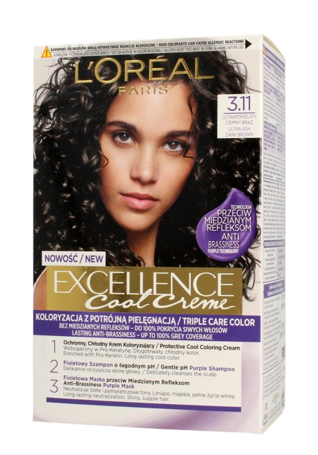 L'OREAL Excellence Cool Creme farba do włosów 3.11 Ultrapopielaty Ciemny Brąz