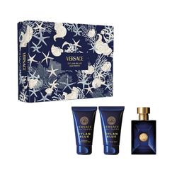 Versace Pour Homme Dylan Blue zestaw woda toaletowa spray 50ml + żel pod prysznic 50ml + balsam po goleniu 50ml