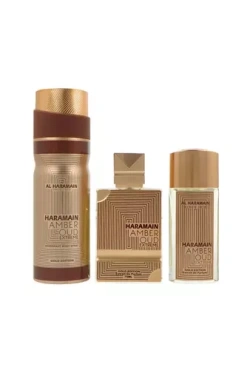 Al Haramain Amber Oud Gold Edition Extreme zestaw ekstrakt perfum spray 75ml + ekstrakt perfum spray 30ml + dezodorant spray 200ml
