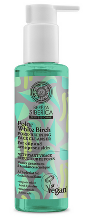 Natura Siberica Bereza Siberica wegańska wygładzająca pory emulsja oczyszczająca do twarzy do skóry tłustej oraz z tendencją do powstawania trądziku 145ml