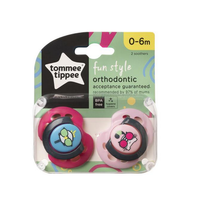 Tommee Tippee Fun Style smoczek uspokajający 0-6m Żółty 2szt.