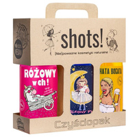 LaQ Shots! Czyściopak zestaw Gwiezdny Pył żel pod prysznic 500ml + Czym Chata Bogata żel pod prysznic 500ml + Różowy w Ch! żel pod prysznic 500ml