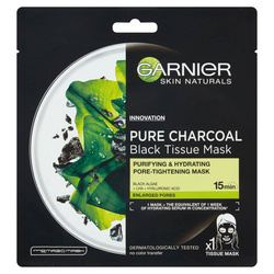 Garnier Pure Charcoal Black Tissue Mask oczyszczająca maska na tkaninie z węglem 28g