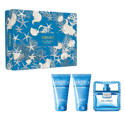 Versace Eau Fraiche Pour Homme zestaw woda toaletowa spray 50ml + żel pod prysznic 50ml + balsam po goleniu 50ml