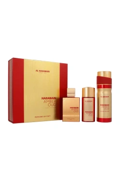 Al Haramain Amber Oud Ruby Edition zestaw woda perfumowana spray 75ml + woda perfumowana spray 30ml + dezodorant spray 200ml