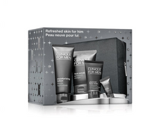 Clinique Clinique For Men Refreshed Skin for Him zestaw peeling do twarzy 100ml + balsam nawilżający 100ml + żel do mycia twarzy 50ml + krem pod oczy 7ml + kosmetyczka
