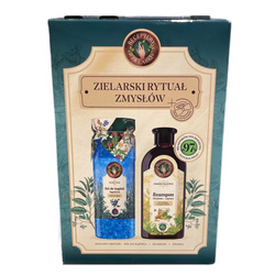 Receptury Zielarki Zielarski Rytuał Zmysłów szampon Miodowo-Lipowy do każdego rodzaju włosów 350ml + sól do kąpieli Jagoda 700g + opaska do włosów z kokardą 1szt