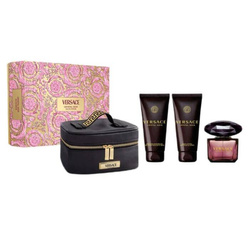 Versace Crystal Noir zestaw woda perfumowana spray 90ml + balsam do ciała 100ml + żel pod prysznic 100ml + kosmetyczka