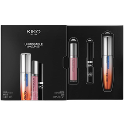 KIKO Milano Unmissable Make Up Set zestaw tusz do rzęs 12ml + wodoodporny eyeliner 4.5ml + matowa pomadka w płynie 4ml
