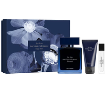 Narciso Rodriguez For Him Bleu Noir zestaw woda perfumowana spray 100ml + żel pod prysznic 50ml + woda perfumowana spray 10ml