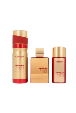 Al Haramain Amber Oud Ruby Edition zestaw woda perfumowana spray 75ml + woda perfumowana spray 30ml + dezodorant spray 200ml