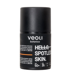 Veoli Botanica Hello Spotless Skin szerokopasmowy lekki krem ochronny przeciw fotostarzeniu z ekstraktem z morwy białej 1% i tetraizopalmitynianem askorbylu SPF50+ 50ml