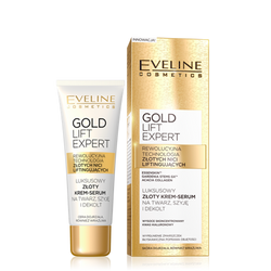 Eveline Cosmetics Gold Lift Expert luksusowy złoty krem-serum na twarz szyję i dekolt dla skóry dojrzałej 40ml