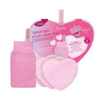 Glov Velvet Lips & Ever Clear Skin zestaw rękawica do peelingu ust + wielorazowe płatki kosmetyczne w kształcie serca