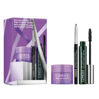 Clinique Eye Essentials: High Impact Lashes zestaw tusz do rzęs 7ml + eyeliner w kredce 0.14g + balsam do demakijażu 15ml