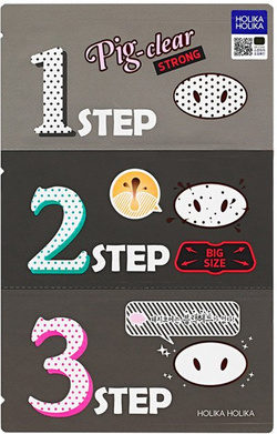 HOLIKA HOLIKA Pig-Clear 3-Step Kit Stong zestaw plasterków do oczyszczania porów