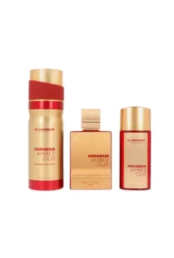 Al Haramain Amber Oud Ruby Edition zestaw woda perfumowana spray 75ml + woda perfumowana spray 30ml + dezodorant spray 200ml