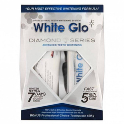 White Glo Diamond Series System zestaw wybielająca pasta do zębów 100ml + wybielający żel do zębów 50ml +  nakładka na zęby