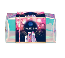 Nivea You Got This zestaw żel pod prysznic 250ml + kojący płyn micelarny 200ml + antyperspirant roll-on 50ml + pielęgnująca pomadka do ust 4.8g
