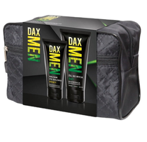 Dax Men Zestaw żel do mycia twarzy ciała i włosów 3w1 180ml + kojący balsam po goleniu 100ml + kosmetyczka