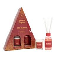 La Casa de los Aromas Glowing Elegance zestaw patyczki zapachowe Czerwone Owoce 95ml + świeca zapachowa Czerwone Owoce 120g