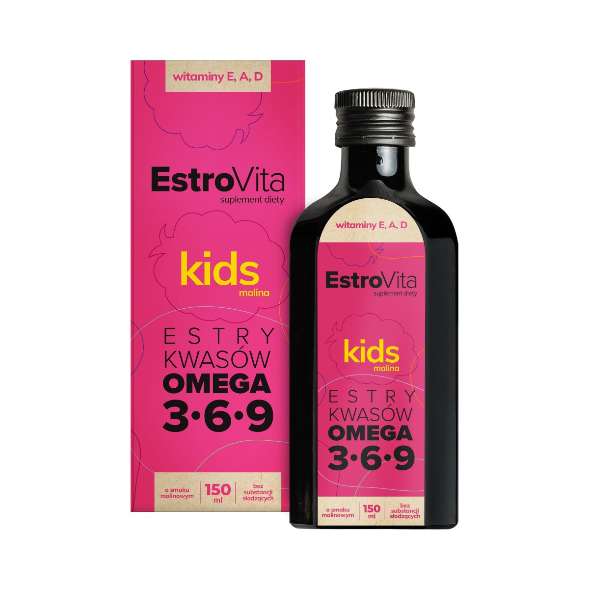 EstroVita Kids Omega 369 dla dzieci 150 ml o smaku malinowym Pachnidełko