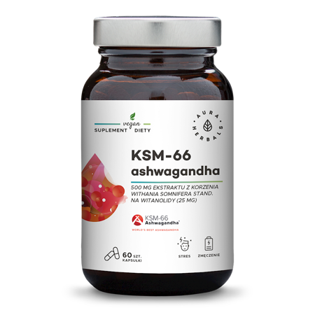 Aura Herbals Ashwagandha KSM-66 500 mg 60 kapsułek