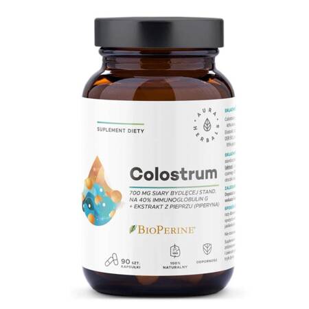 Aura Herbals Colostrum 700 mg + BioPerine 90 kapsułek
