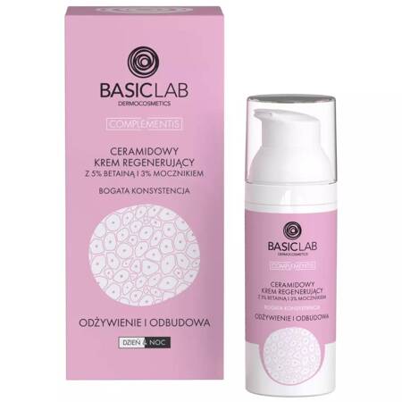 Basiclab Complementis ceramidowy krem regenerujący o bogatej konsystencji z 5% betainą i 3% mocznikiem Odżywienie i Odbudowa 50ml