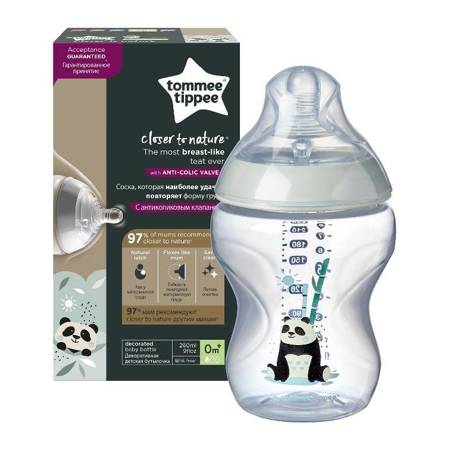 Closer To Nature butelka do karmienia ze smoczkiem silikonowym 0m+ Panda 260ml