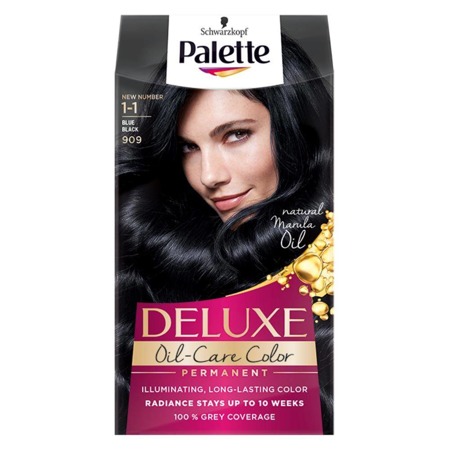 Deluxe Oil-Care Color farba do włosów trwale koloryzująca z mikroolejkami 909 Granatowa Czerń