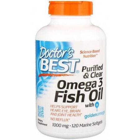 Doctor&#039;s Best Purified &amp; Clear Omega 3 Fish Oil 1000mg 120 kapsułek