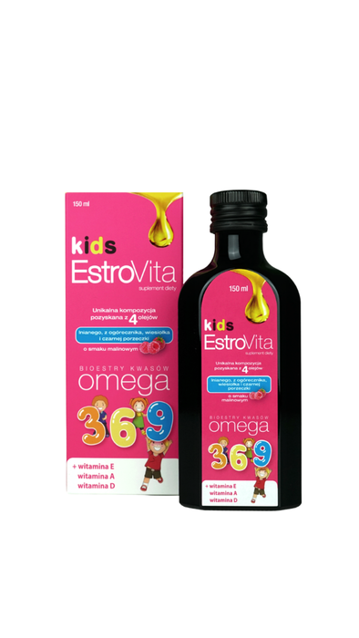 EstroVita Kids Omega 3-6-9 dla dzieci 150 ml o smaku malinowym