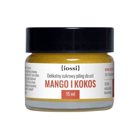 IOSSI Mango i Kokos delikatny cukrowy peeling do ust 15ml