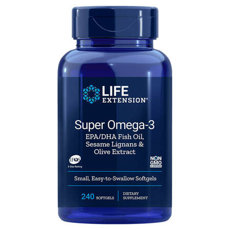 Life Extension Super Omega-3 EPA/DHA with Sesame Lignans &amp; Olive Extract - 240 kapsułek miękkich