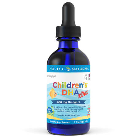 Nordic Naturals Children's DHA Xtra 880 mg Omega 3 w kroplach o smaku jagodowym 60ml