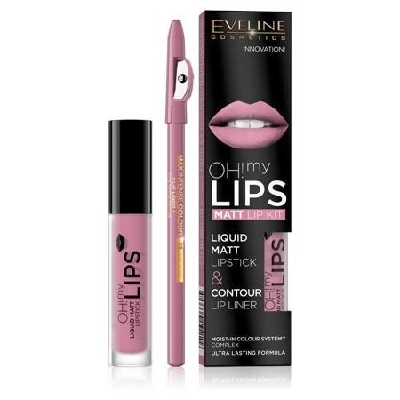 Oh My Lips zestaw do makijażu ust Liquid Matt Lipstick matowa pomadka 4,5 ml + Contour Lip Liner konturówka 03 Rose Nude 1szt