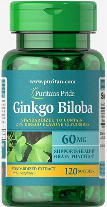 Puritan&#039;s Pride Ginkgo Blioba 60 mg standaryzowany ekstrakt 120 kapsułek