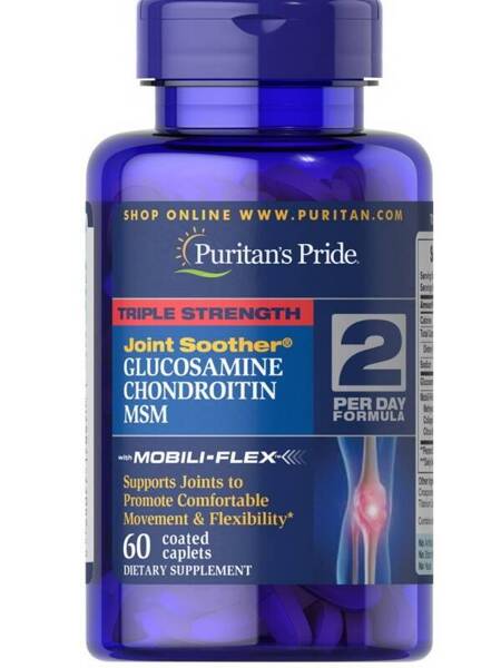 Puritan&#039;s Pride Glukozamina Chondroityna MSM| 3w1| 60 tabletek