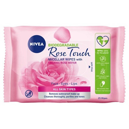 Rose Touch micelarne biodegradowalne chusteczki do demakijażu z organiczną wodą różaną 25szt