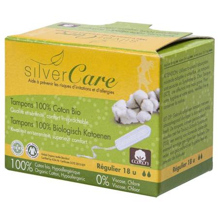 Silver Care tampony bez aplikatora z bawełny organicznej Regular 18szt